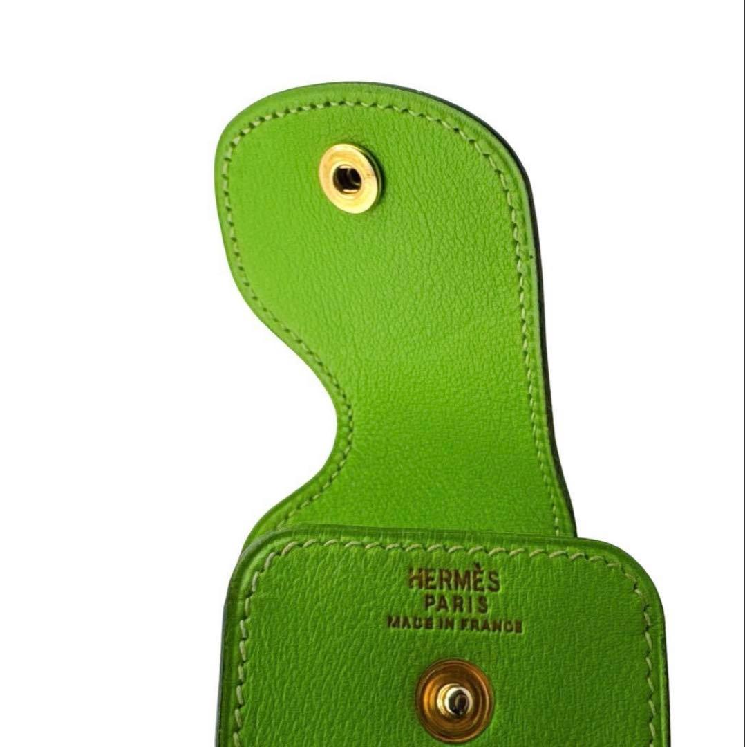 エルメス ペンケース マルチケース ポーチ 小物入れ □C刻印 レザー グリーン