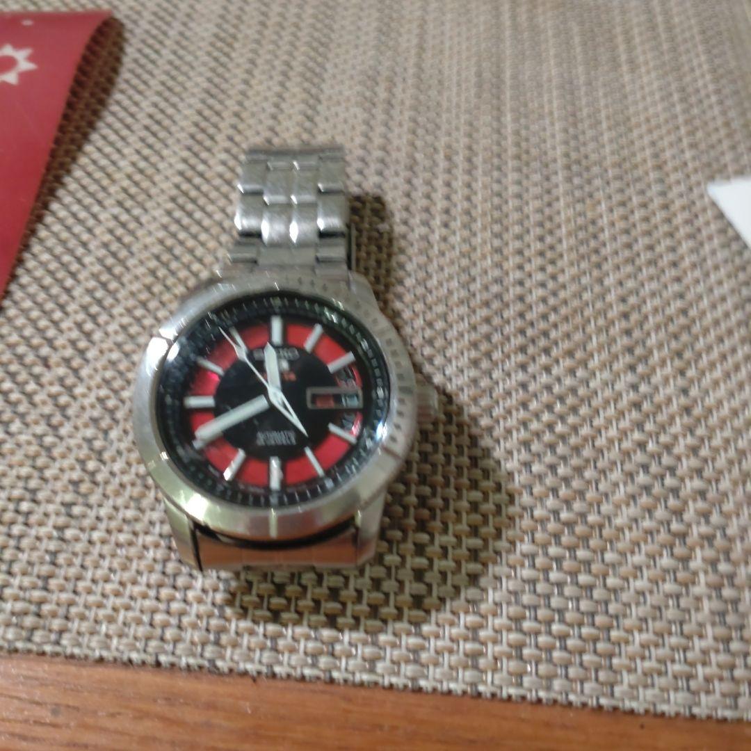 セイコー 自動巻き 腕時計 黒赤