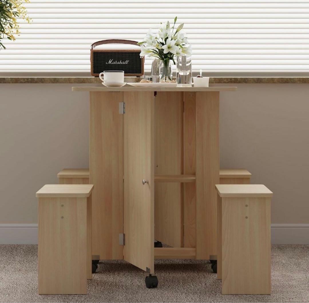 ダイニングテーブル 幅120 折りたたみデスク 伸長式 バタフライ イス付き