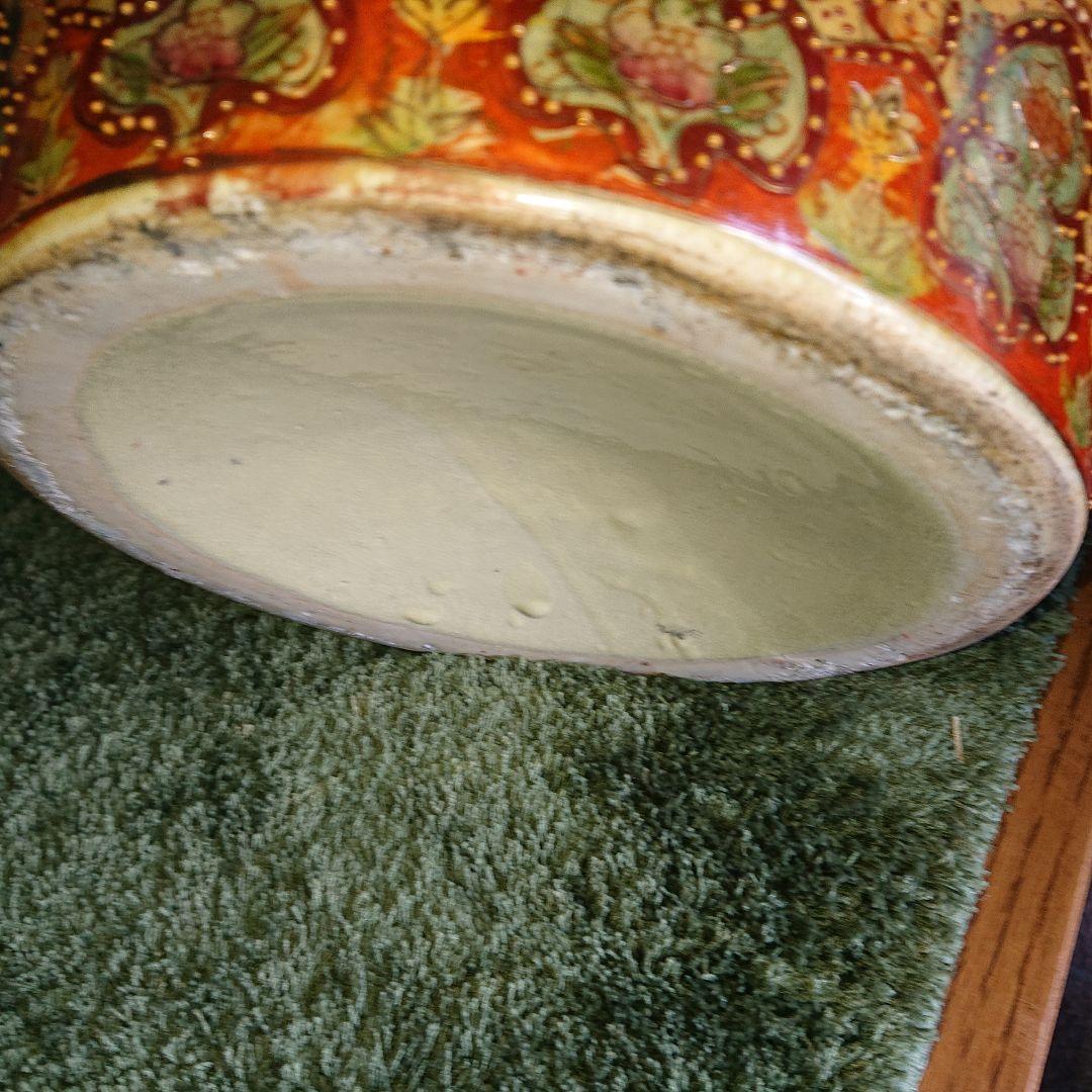 時代物、薩摩、金欄手群鶴地紋花鳥金壺