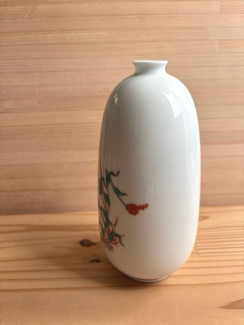 柿右衛門　一輪生長形　粟鶉文