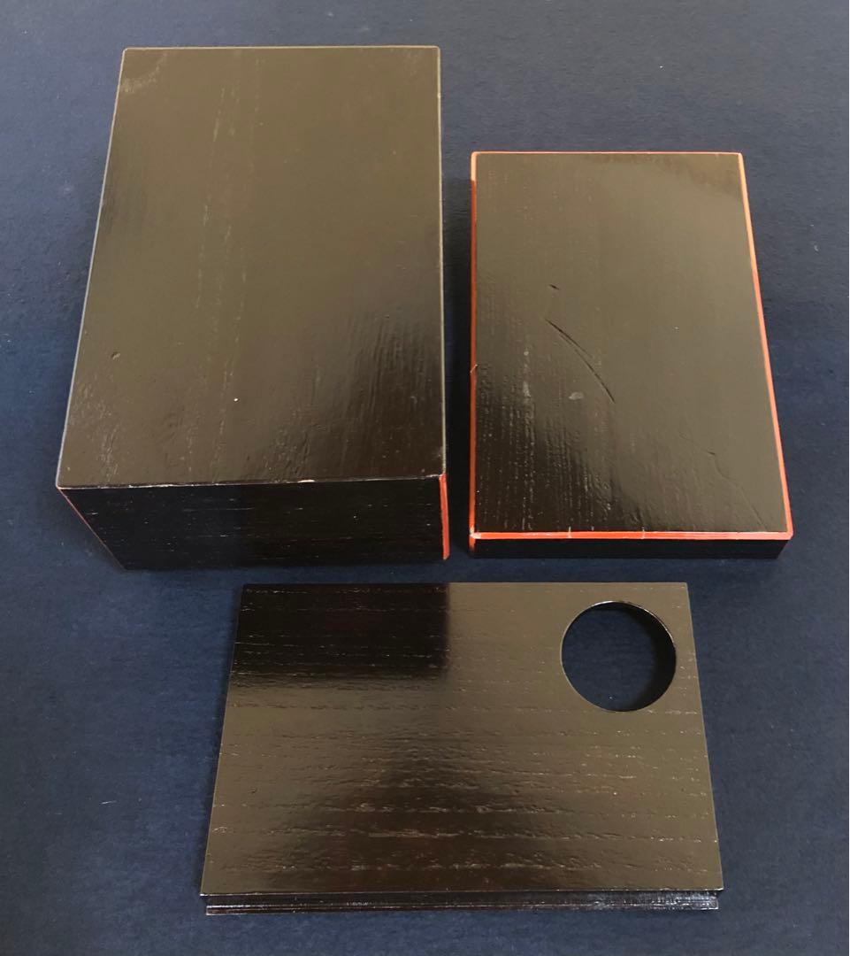 ‼️割引《R》茶道具 黒柿合せ塗 茶箱 お茶道具6点付　250731F3