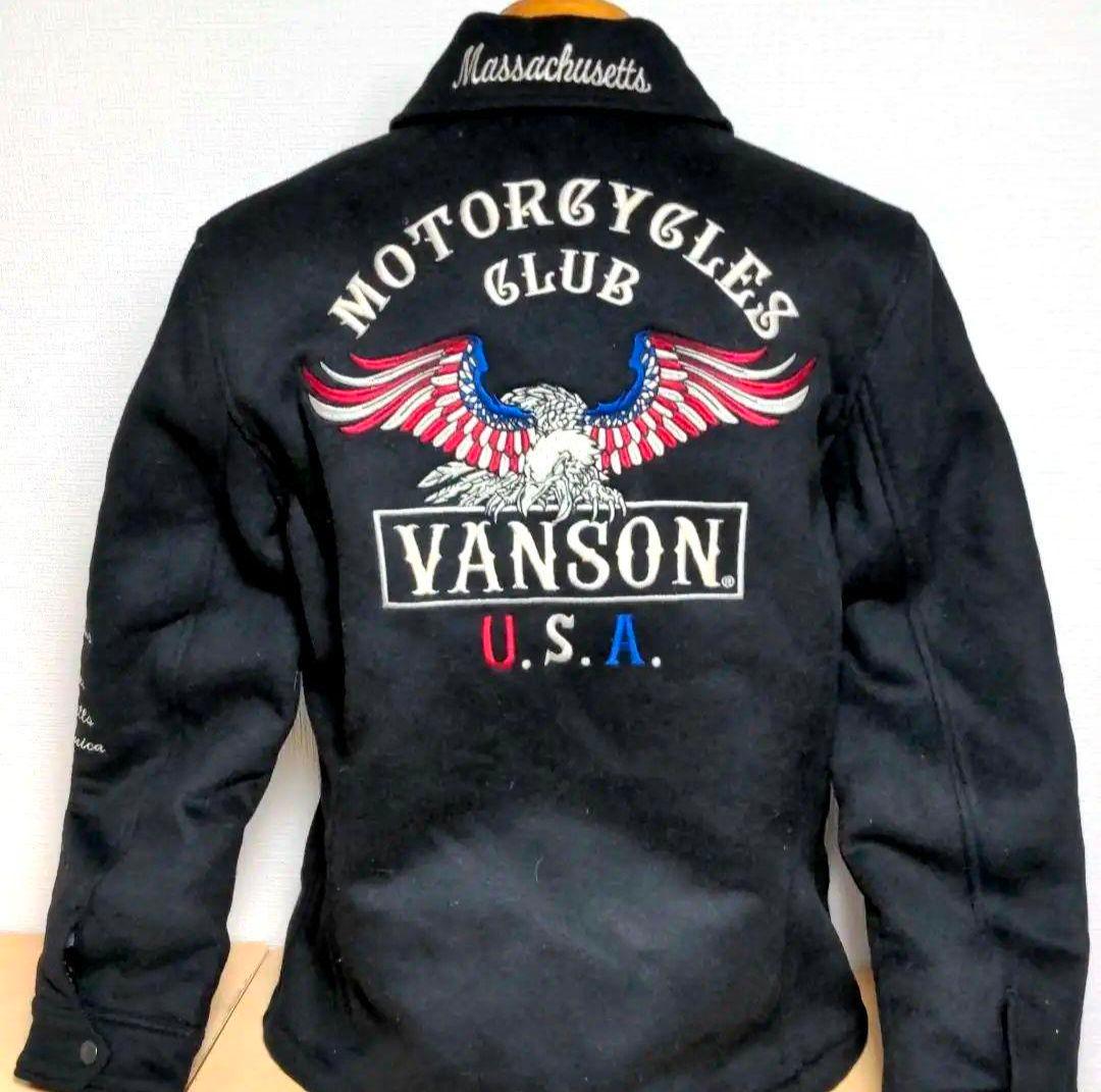 as15. VANSON ウールジャケット 黒 メンズLサイズ相当