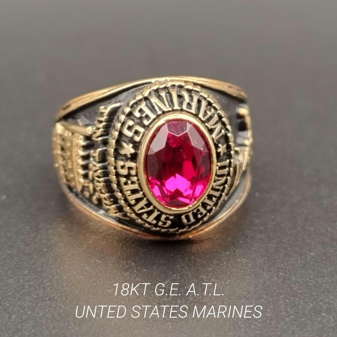 カレッジリング 18KT G.E. A.T.L. リング指輪 レッドストーン