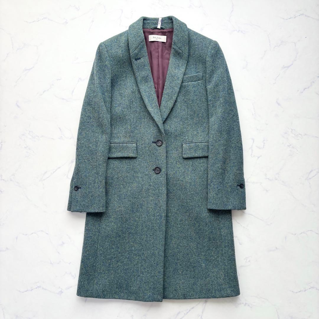 ポールスミス チェスターコート ツイード レディース グリーン 38 M