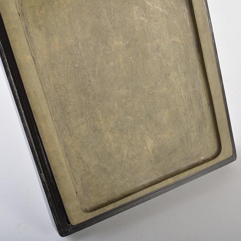 中国　書道具　端渓硯　緑端渓　唐木箱付　C　R7141