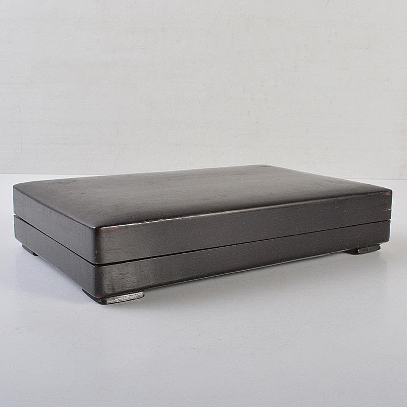 中国　書道具　端渓硯　緑端渓　唐木箱付　C　R7141