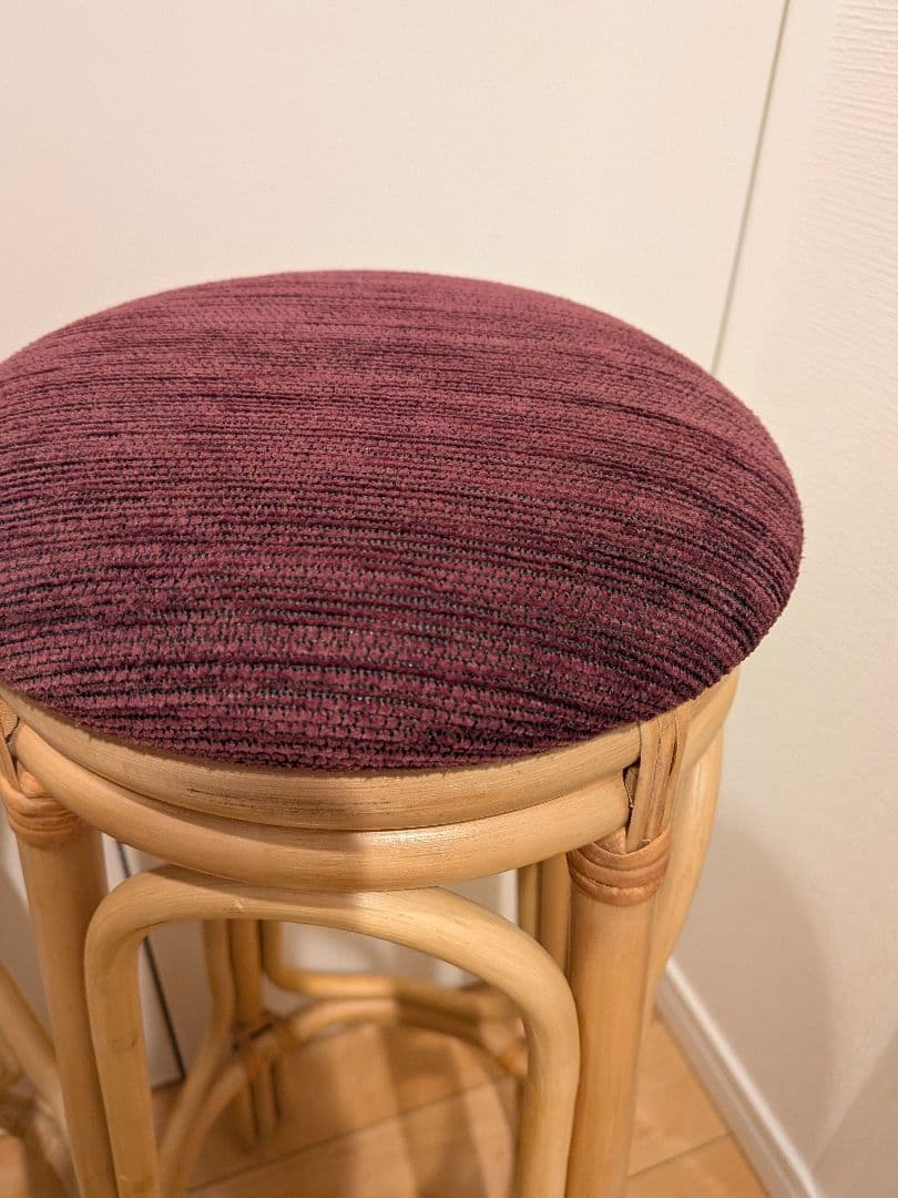 【美品】ラタン製スツール 2脚セット 青紫