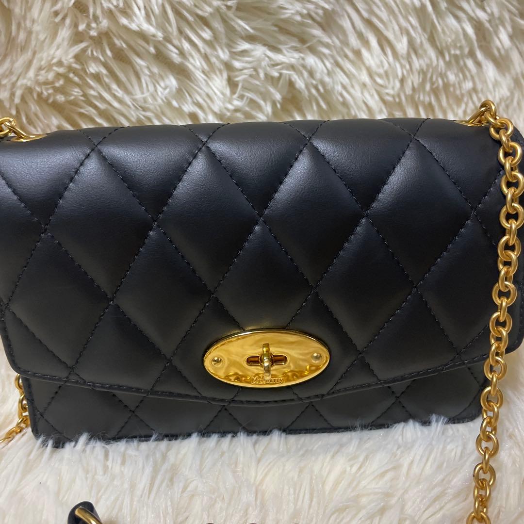 Mulberry スモールダーリー チェーン　レザー　キルティングバッグ　黒