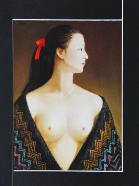 沢田 憲良、赤いリボン、希少画集の一部、 新品高級額装付