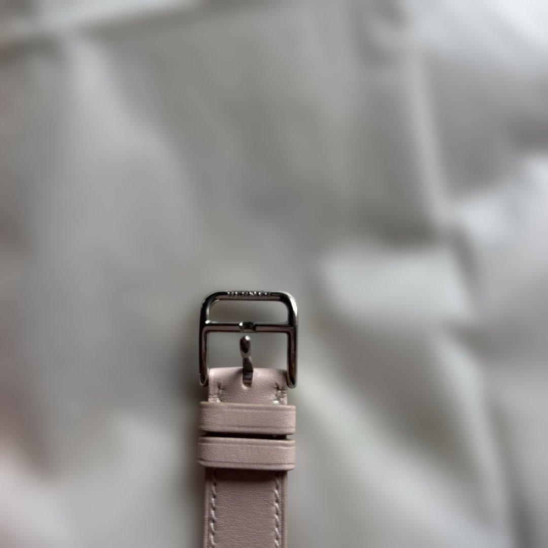 HERMES hウォッチ　薄ピンク レザー 時計替ベルト　　お得　尾錠付き