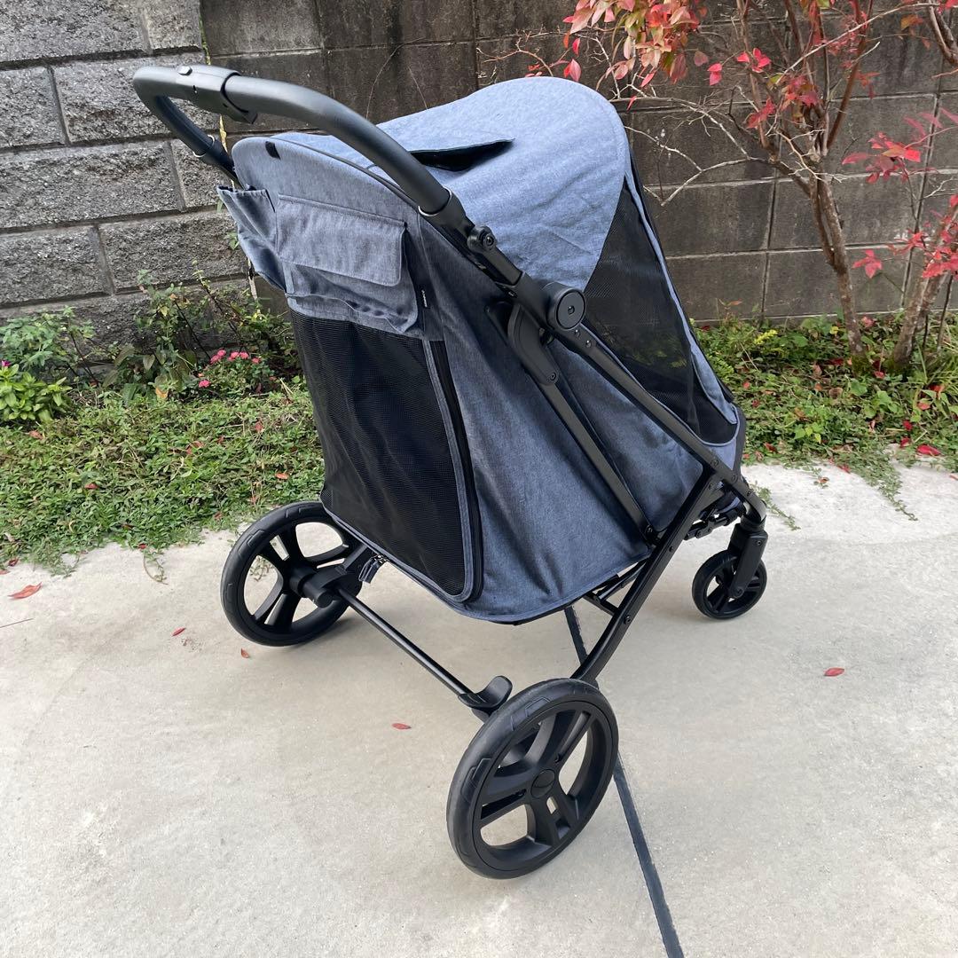 美品 smooca ペットカート キャリー 大型 中型 35kg デニム調 犬猫