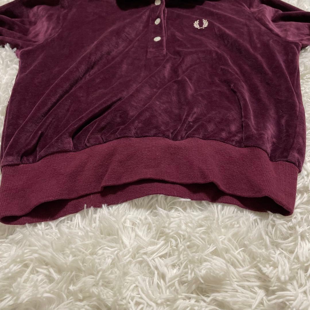 美品　FRED PERRY フレッドペリー　ベロア　ポロシャツ　長袖　刺繍ロゴ
