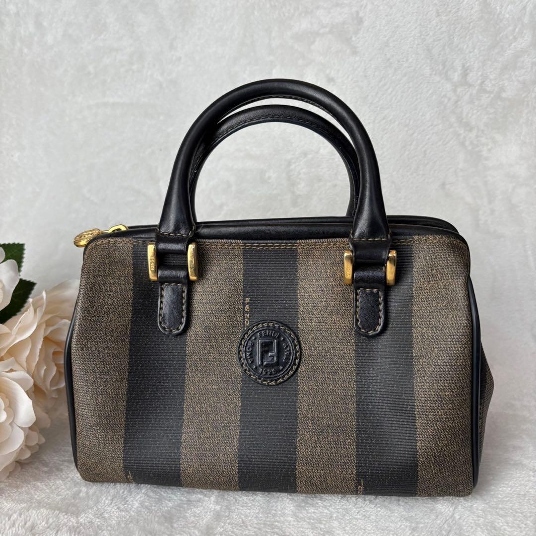 【美品】フェンディ ハンドバッグ マイクロ ミニボストン ペカン PVC レザー