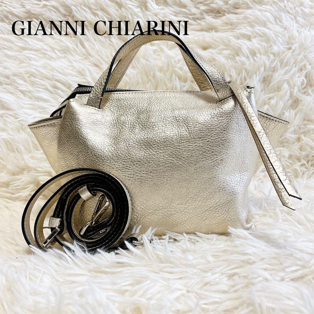 希少カラー✨ジャンニキャリーニ　オリガミ S 2wayショルダー　ゴールド　本革