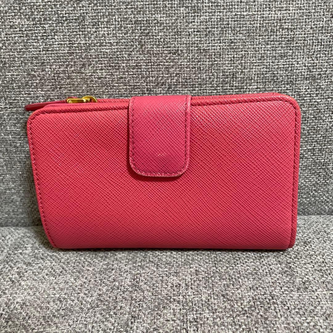 PRADA プラダ 二つ折り財布 マルチカラー ピンク