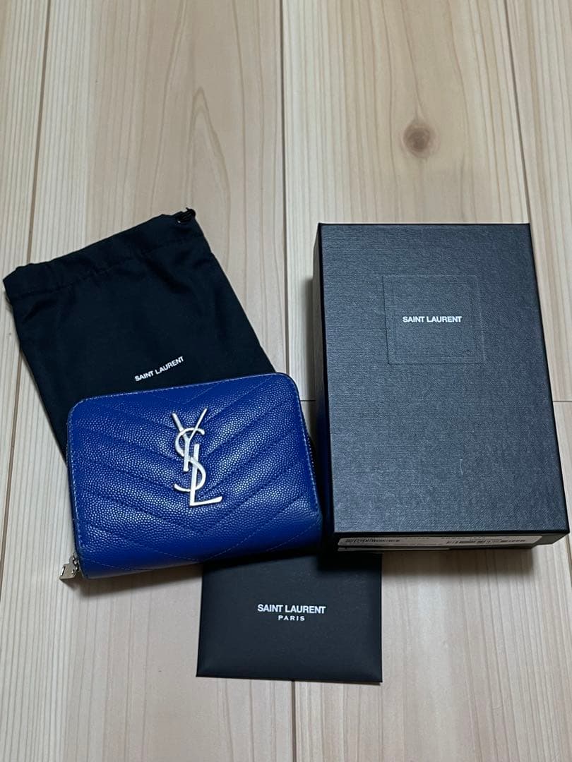 SAINT LAURENT ブルー 二つ折り財布
