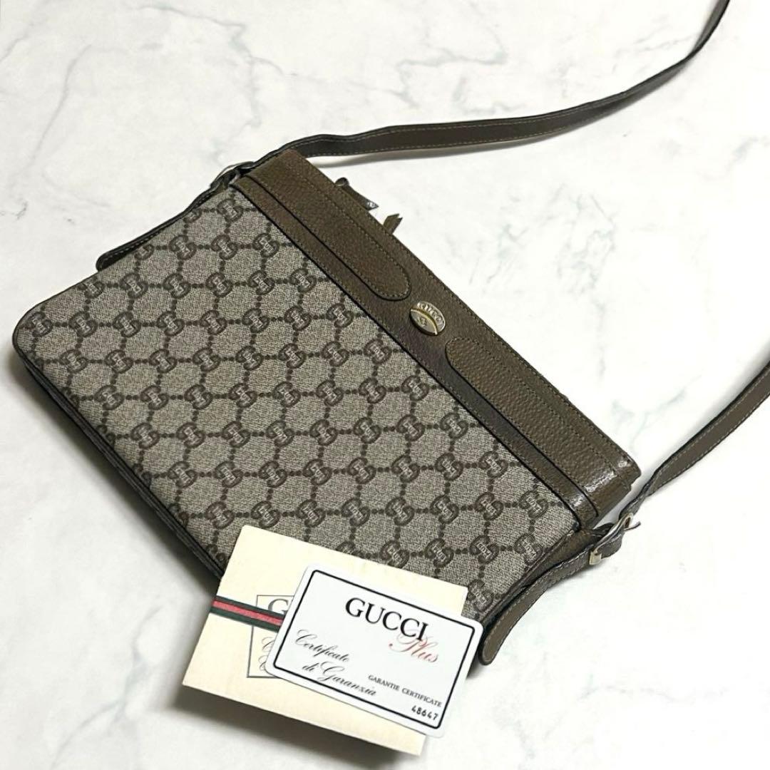 GUCCI✨ショルダーバッグ 2室 GGスプリーム ロゴ金具ギャランティーカード