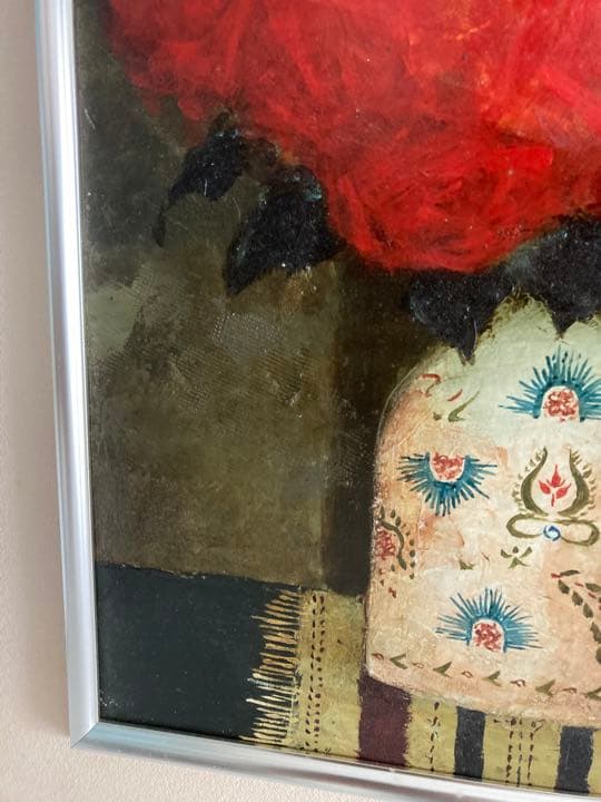 スペイン壷と薔薇 田村一 F6号 油絵 油彩 絵画 肉筆 裏サイン有