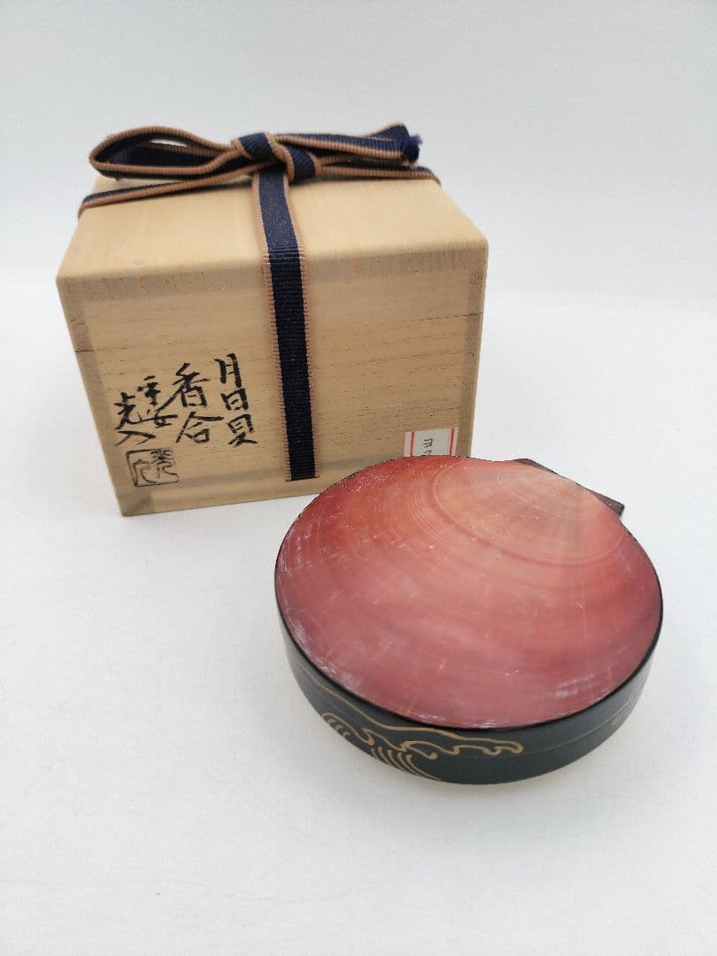 【セール】b806【新品・未使用】香合 月日貝 鈴木光入 玄々好 木箱 茶道具