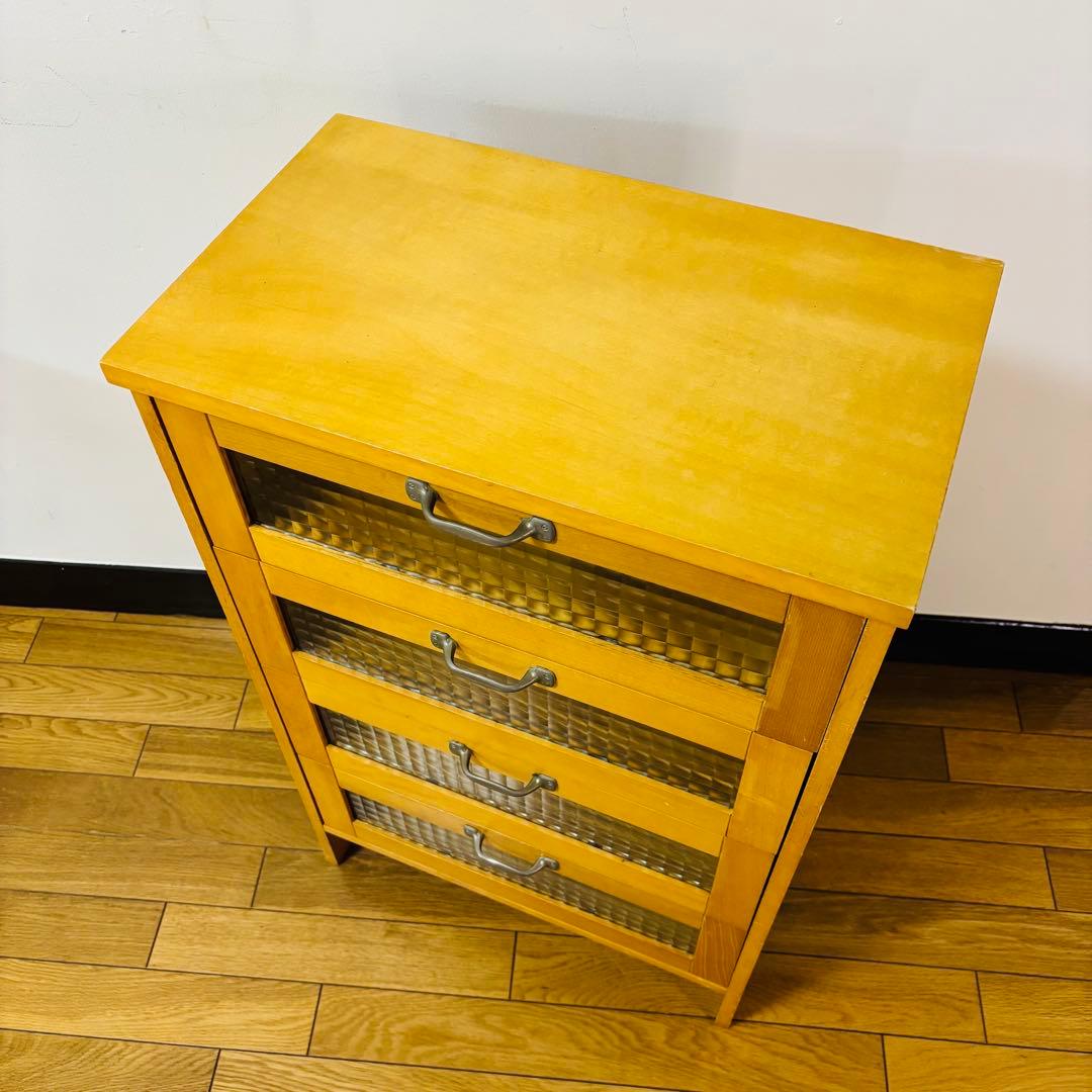 ビンテージ　キャビネット　前硝子引出し箱　昭和レトロ　送料込み