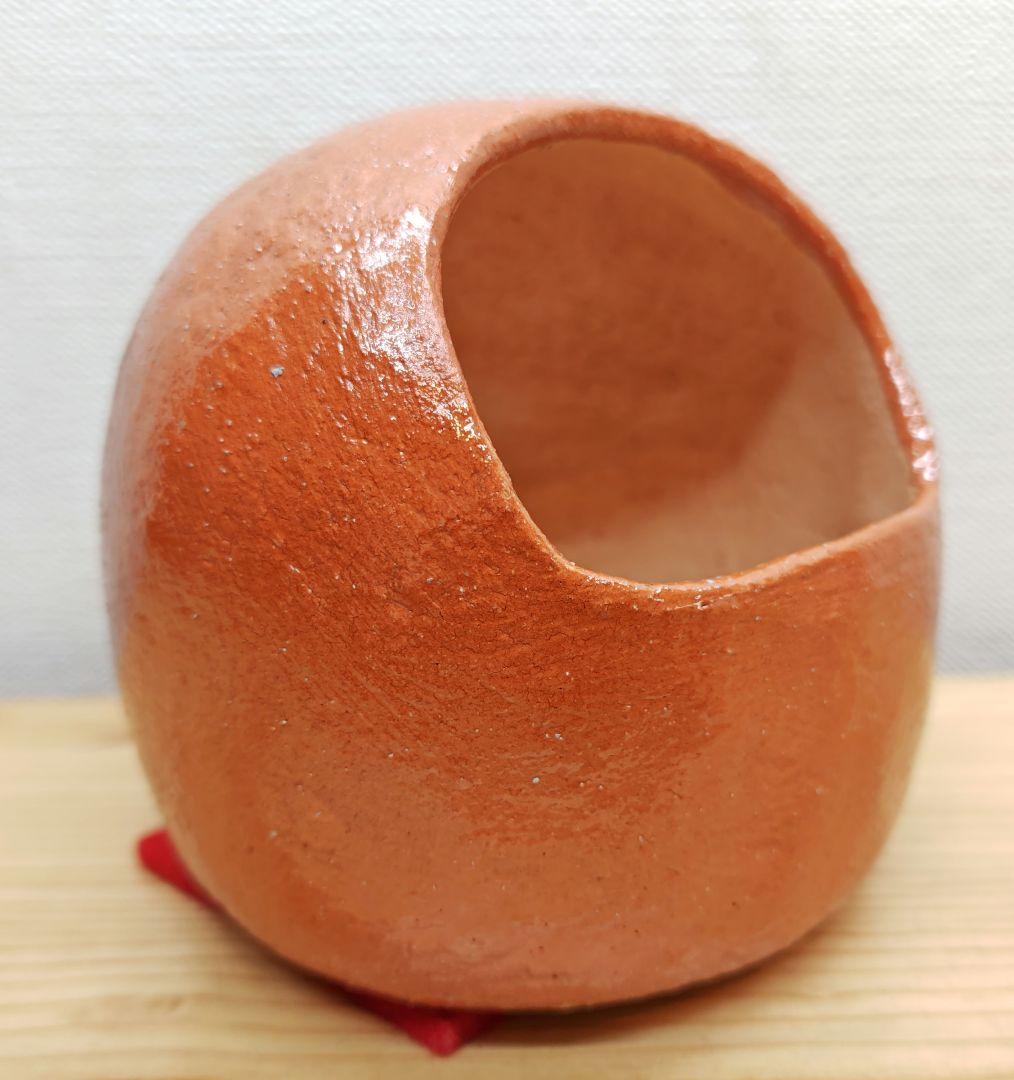 専用 送料込【逢絢亭】茶道具 火入 楽焼 赤楽 アンコ形 川嵜和楽 共箱入り