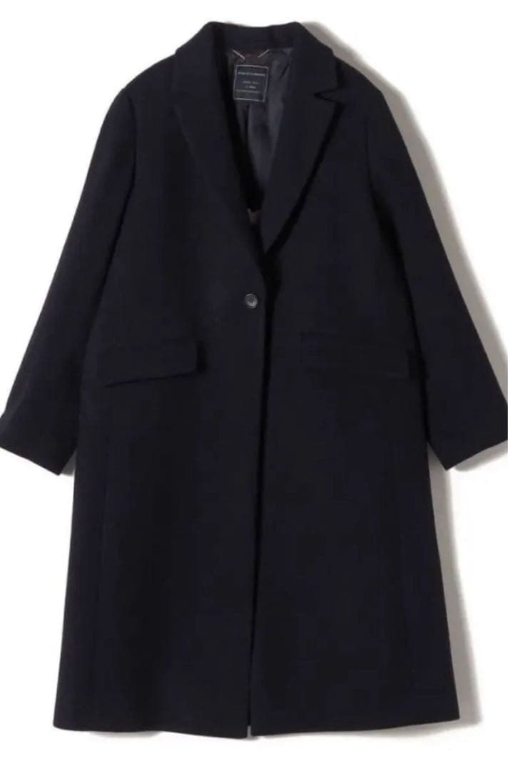 ネイビー チェスターコート シングルボタン