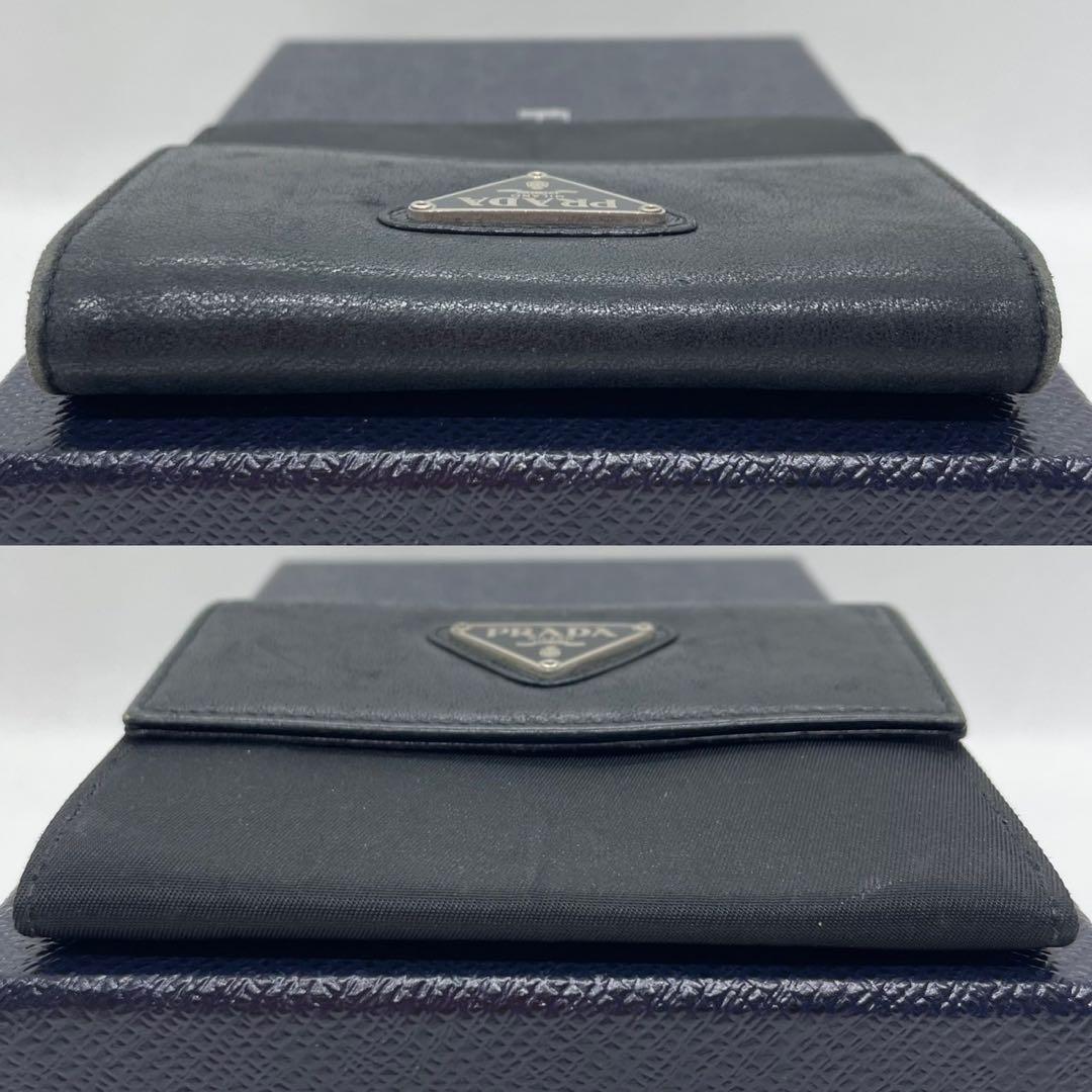 【美品】プラダ サフィアーノレザー テスートナイロン ケース 黒