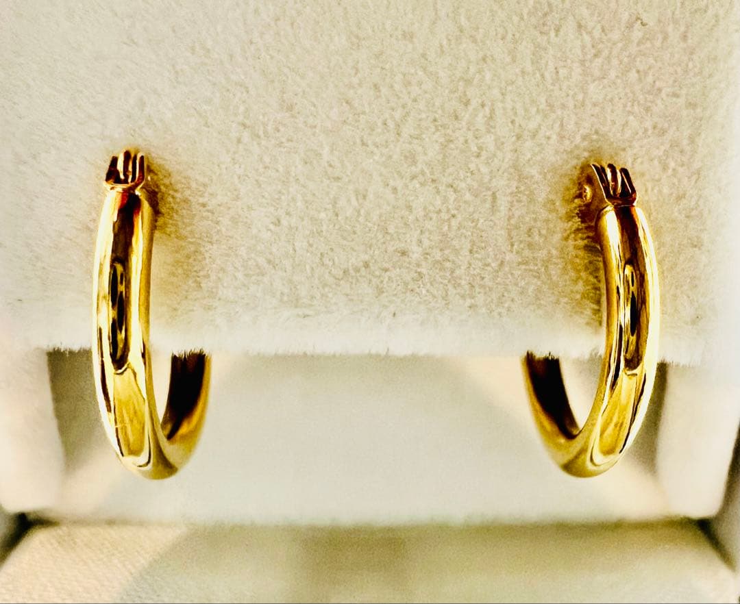 K18イエローゴールド フープピアス 新品未使用