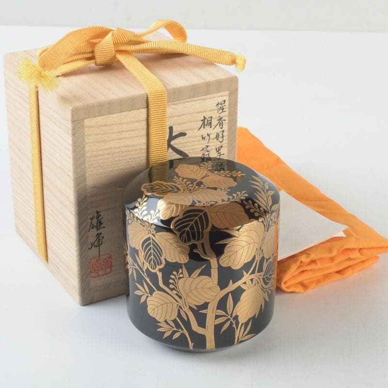 tkfm2002坂下雄峰作　惺斉好写　桐竹蒔絵　大雪吹　共箱　V　9621