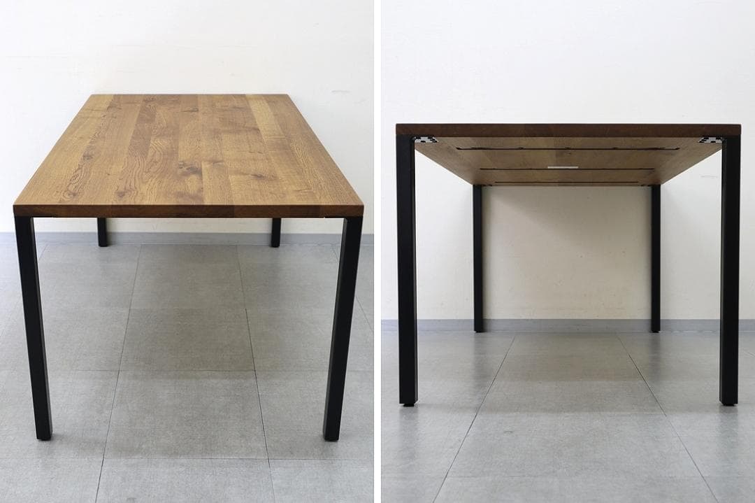 美品 クラッシュゲート 関家具 シンク ダイニング テーブル オーク 無垢材