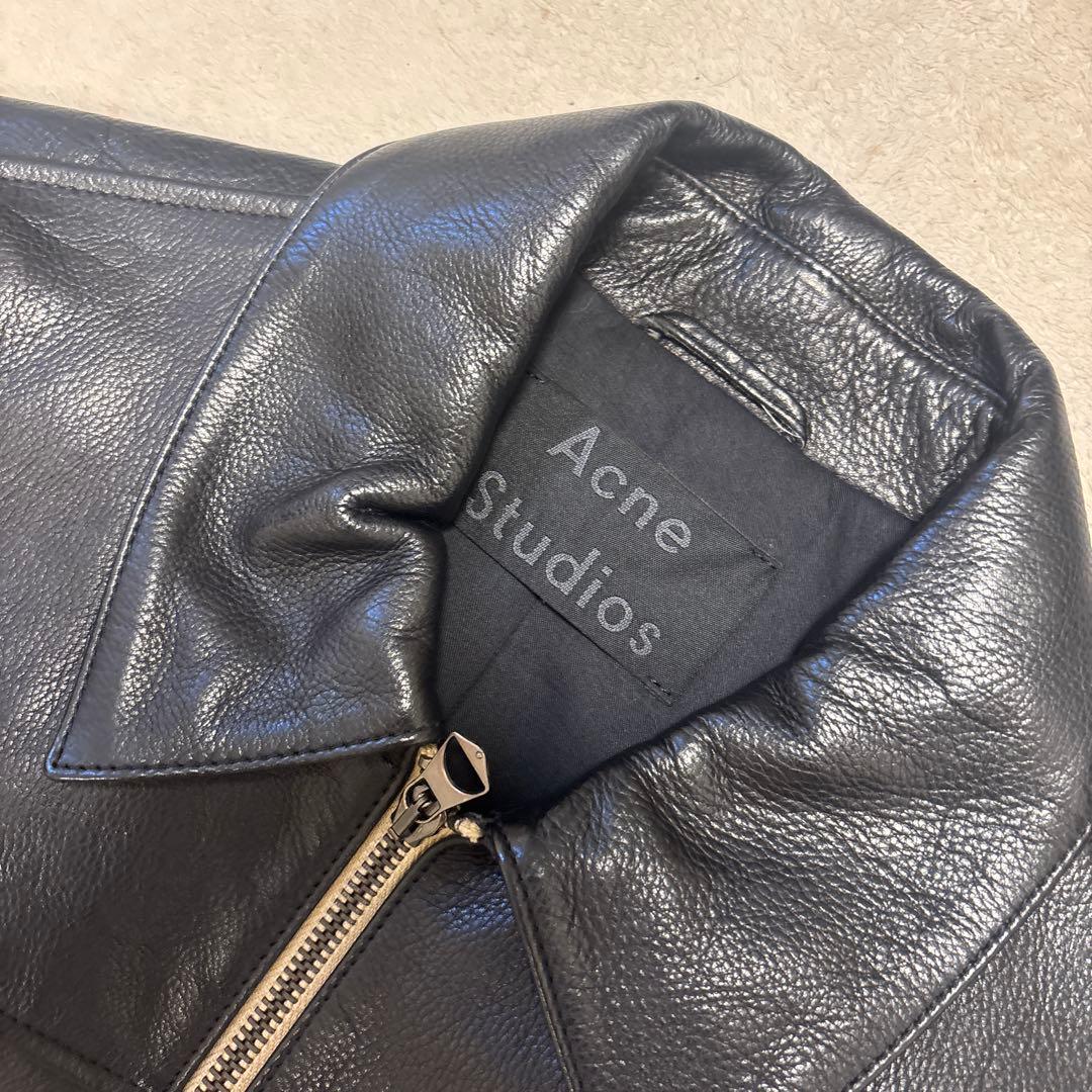 美品⭐️ACNE STUDIOUS カーフレザー　ジャケット　ブラック　リブ　46
