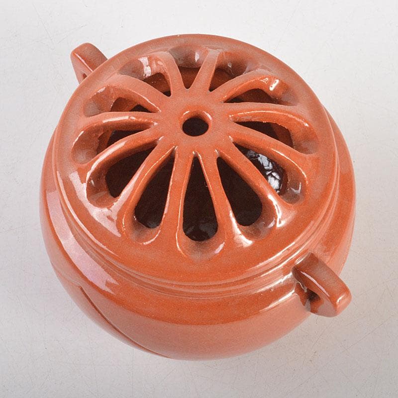 茶道具　京焼　川崎和楽作　赤楽　三足香炉　共布共箱　V　6823