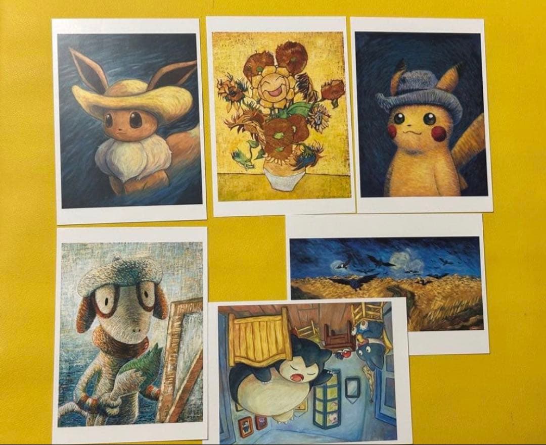 ゴッホピカチュウ イーブイ　ポストカード　6枚セット