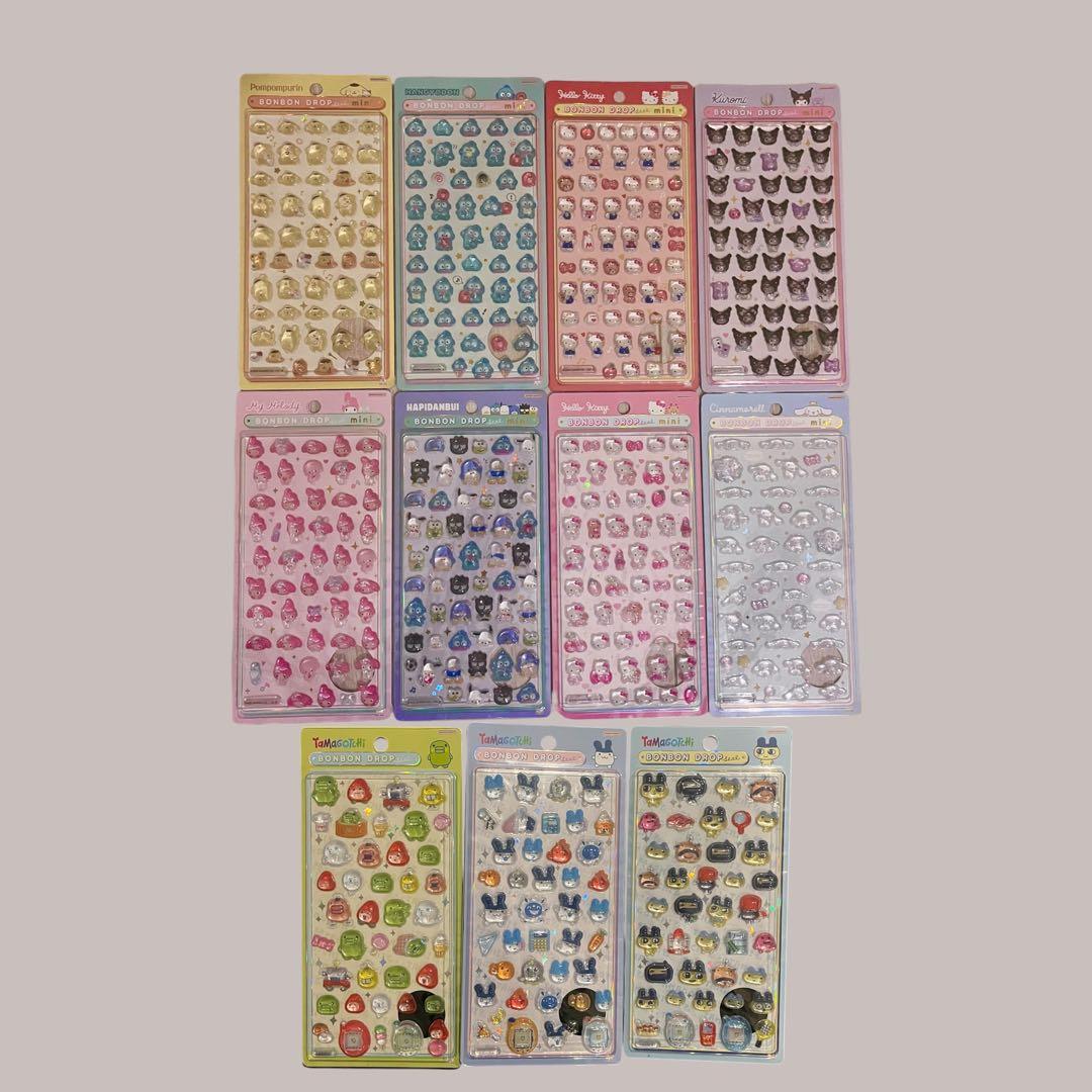 【正規品】ボンボンドロップシール ミニサンリオ8種・たまごっち3種Ｂ