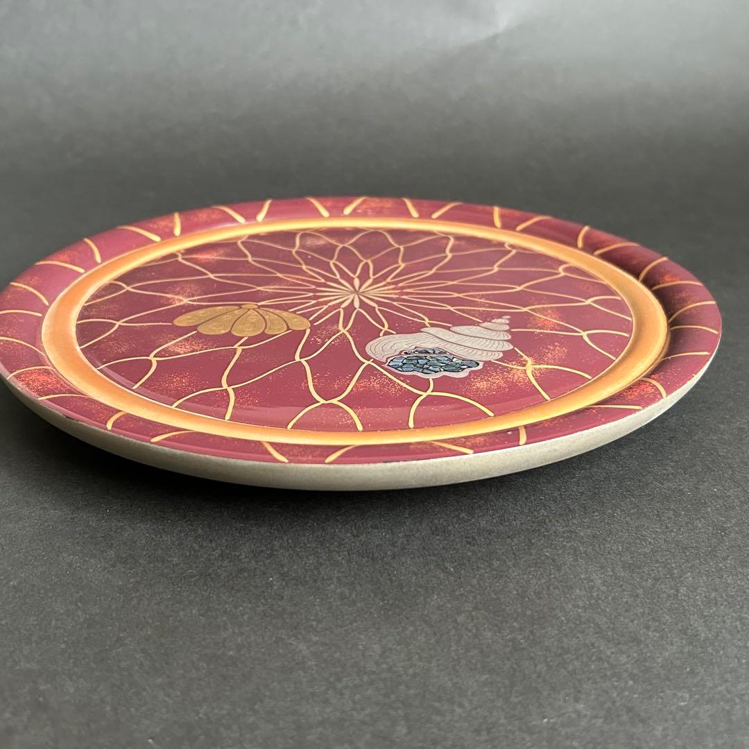 木製 漆器 金蒔絵 銀蒔絵 漆塗り らでん細工 手描き 盛り皿