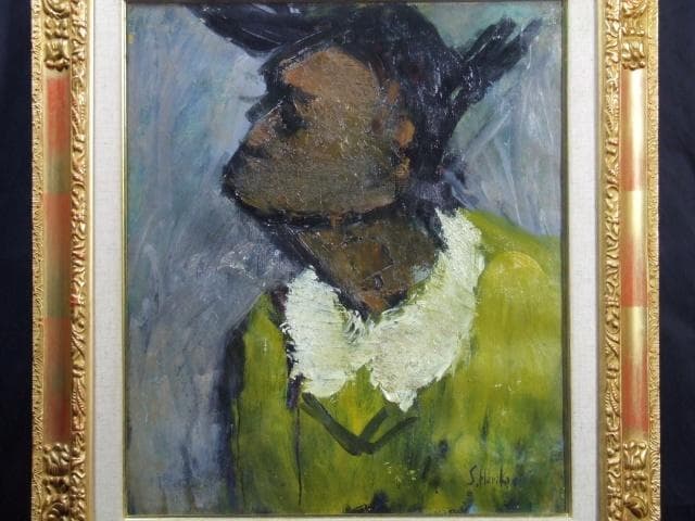 張替正次　直筆サイン『人物』キャンヴァスに油彩 1944年 10号 0501R