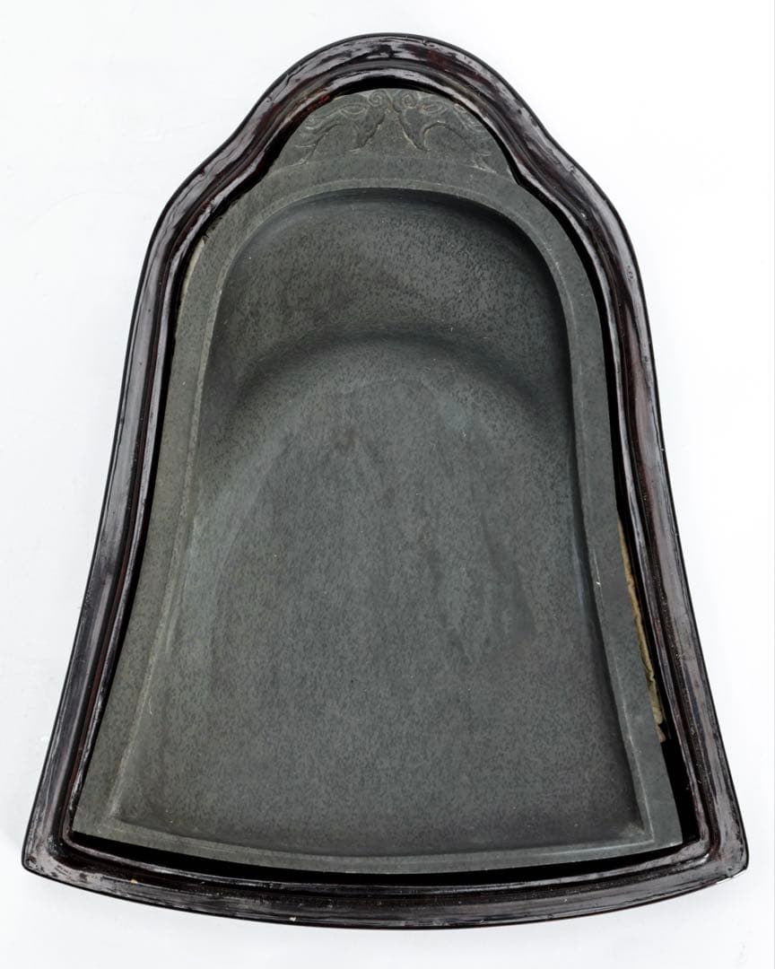 中国硯 鐘形 端渓硯 彫刻 文房四宝 古硯 石硯 木箱付 書道具 古美術 骨董品