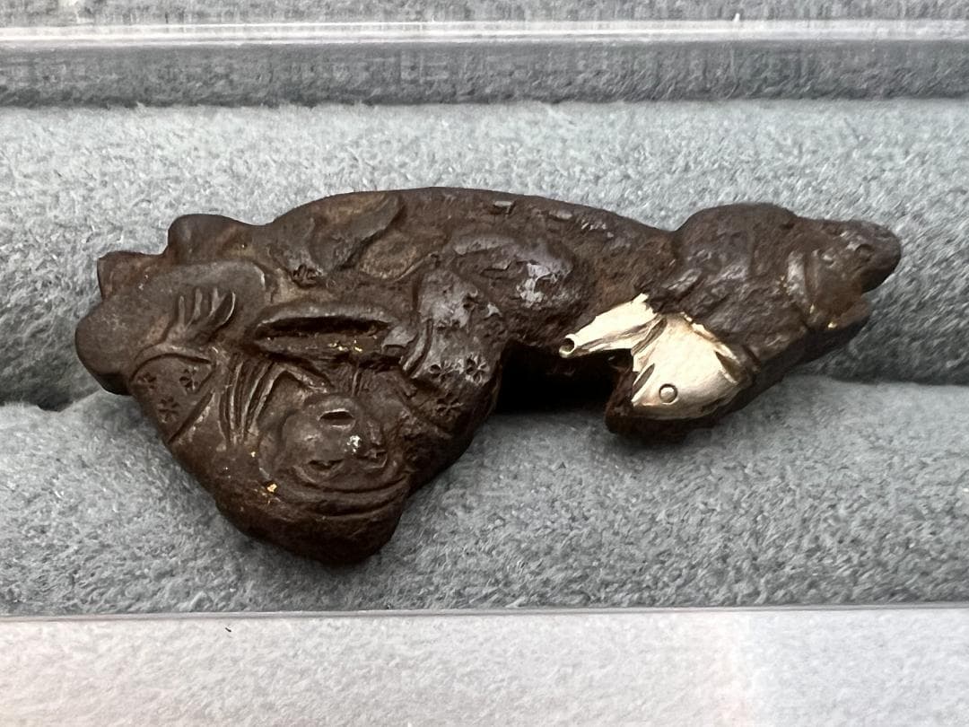 【海】江戸明治期　金具　龍　獅子　蛍文など　５点セット　金銀象嵌　銅鉄製　骨董品