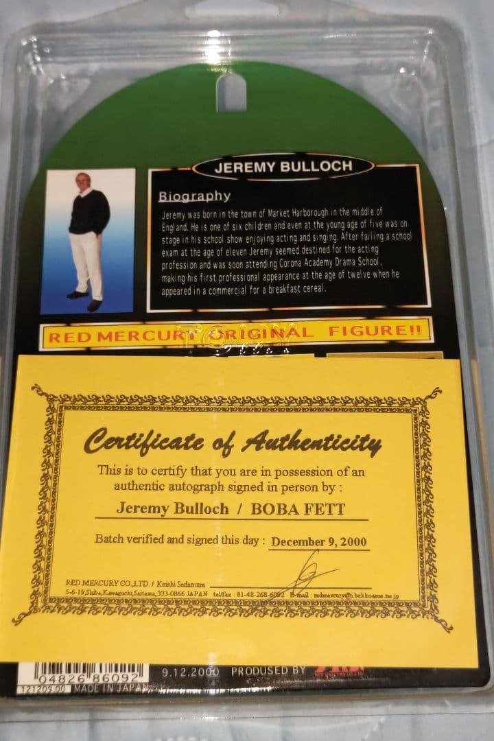 スターウォーズ　ボバ・フェット　ジェレミーブロックサイン入りREDMERCURY