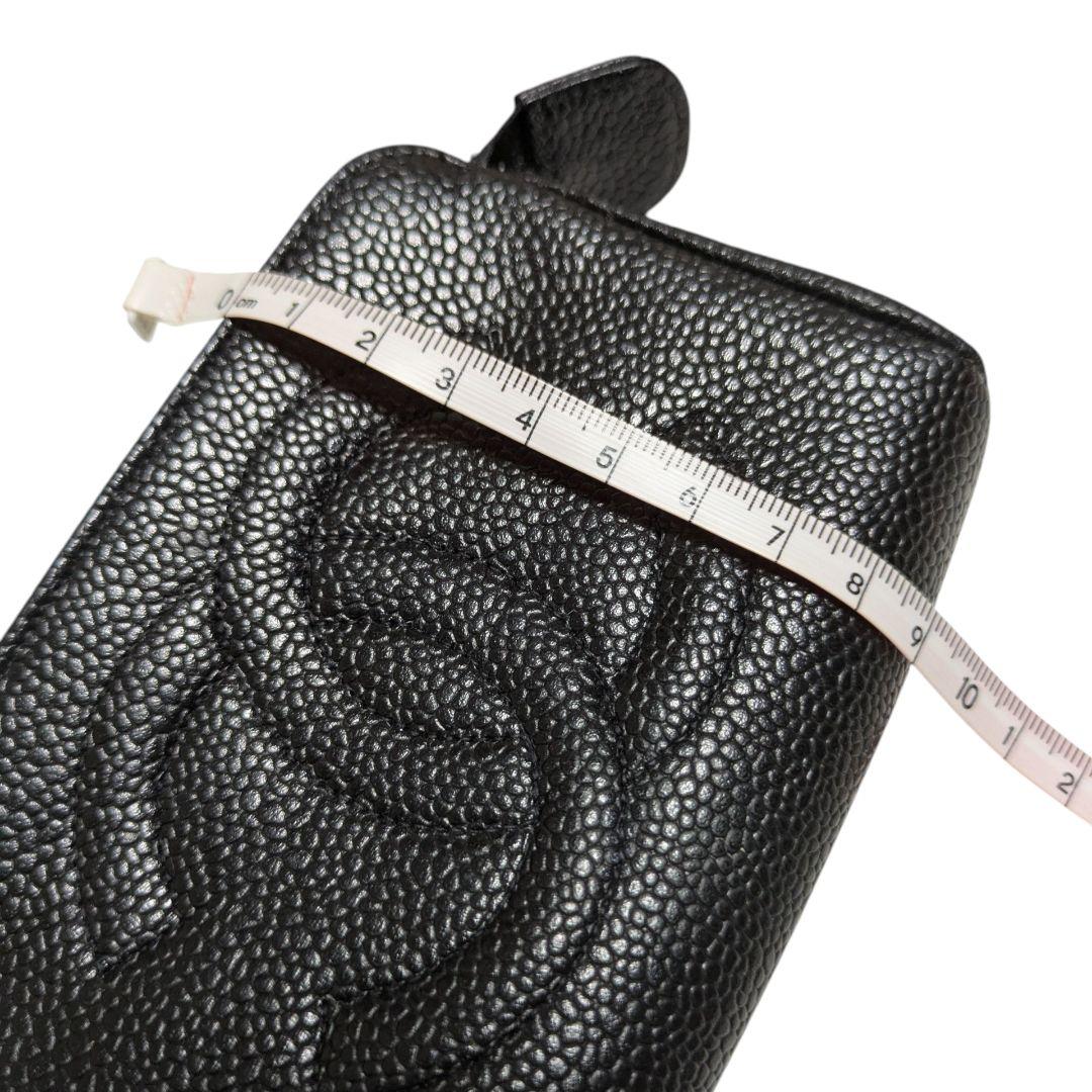 CHANEL　シャネル　ブラックレザー ミニポーチ ケース　コスメポーチ