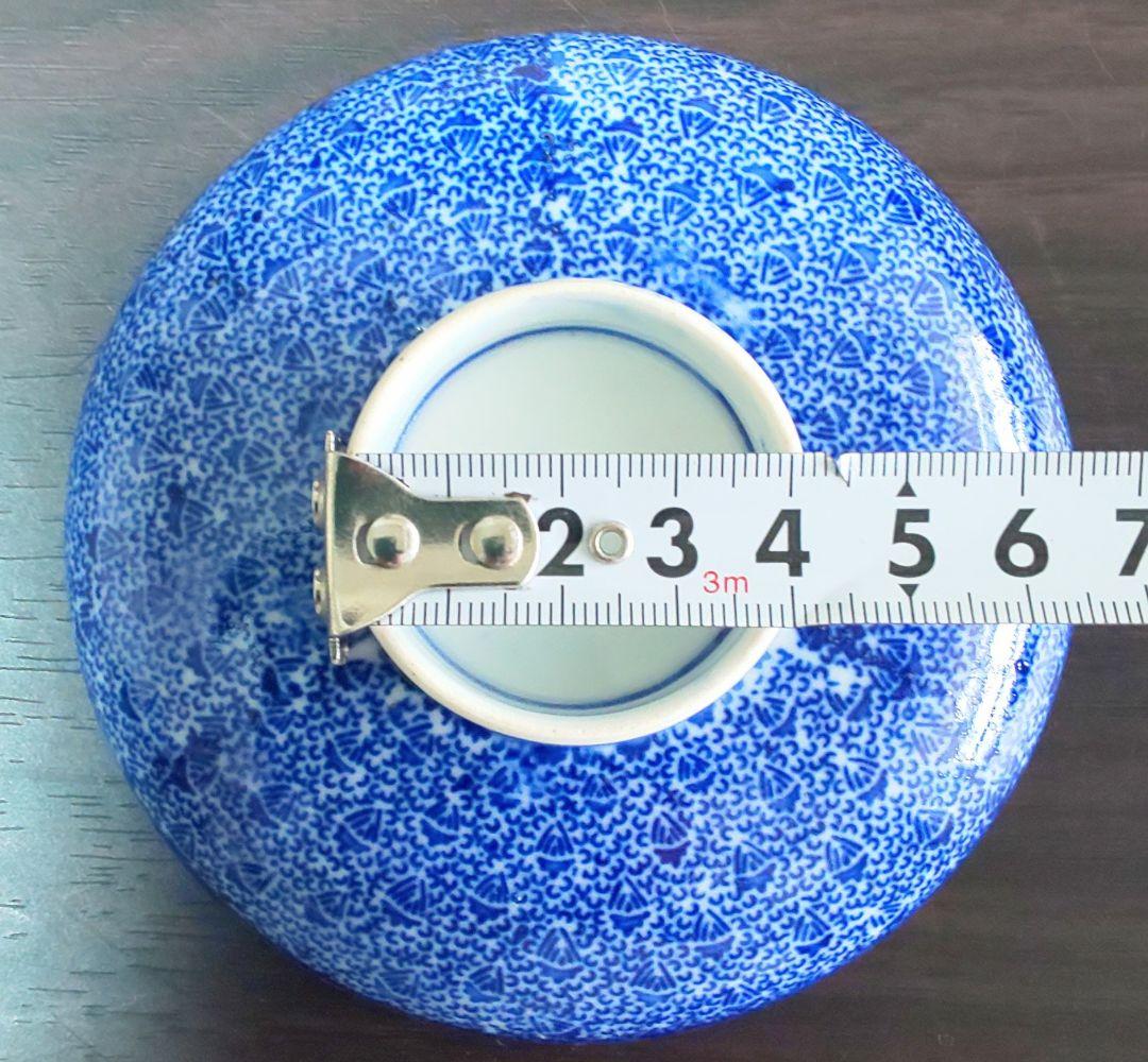 伊万里焼 明治時代 染付 微塵唐草 松竹梅 蓋付茶碗 ５客セット