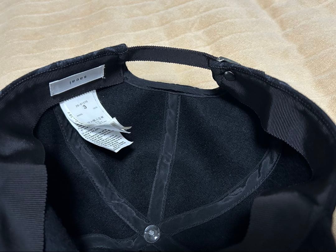 sacai × Dr.Woo wool bandana print cap 黒