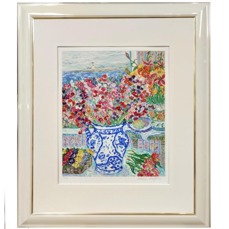 ☆レスリー・セイヤー☆「フラワーファンタジ－」シルクスクリーン　女流画家！