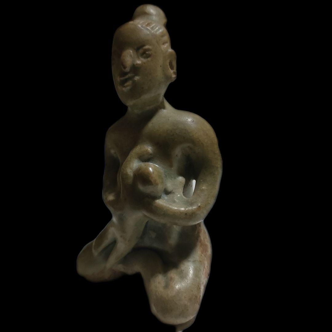 スンコロク　宋胡録人形　タイ国　骨董アンティーク　母子像　時代物