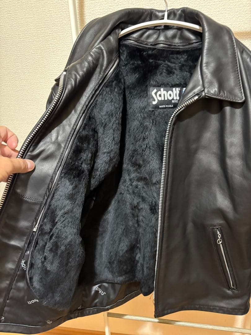Schott ショット　652 ライダース　シングル　襟付き　ブラック　40