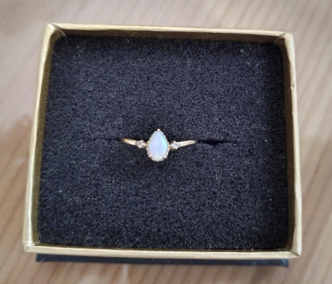 【値下げしました！】ete ピンキーリング　オパール　ダイヤ　K10YG 3号