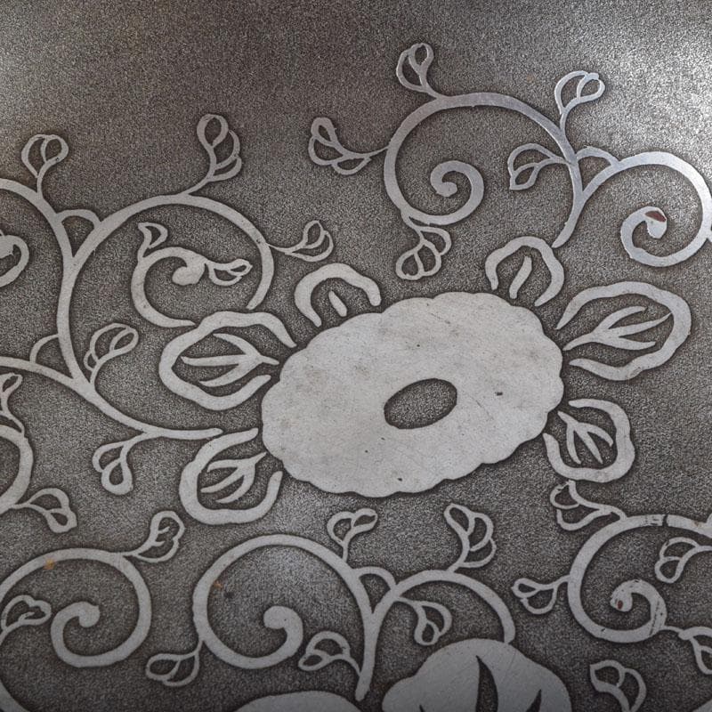 茶道具　古錫　三越製　花草文　菓子器　菓子鉢　時代箱付　V　9135