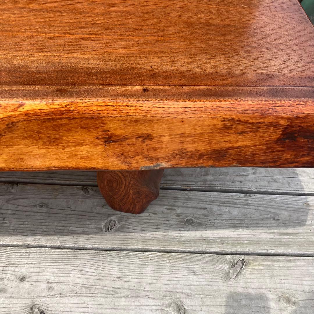 昭和レトロ 木製 天然木 一枚板 脚付き座卓 ちゃぶ台 センターテーブル 古家具