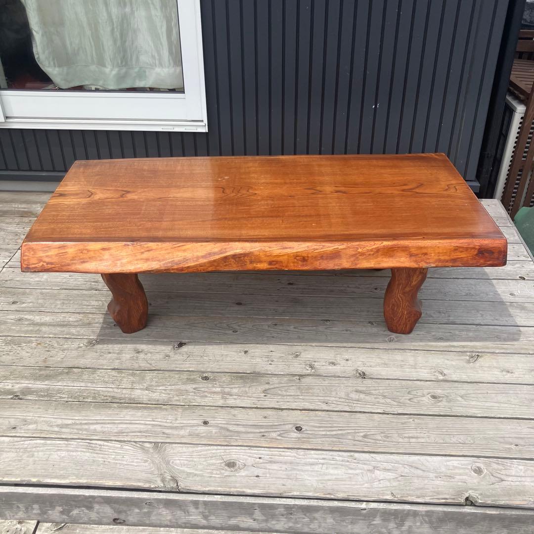 昭和レトロ 木製 天然木 一枚板 脚付き座卓 ちゃぶ台 センターテーブル 古家具